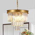 AXILIXI Gold Crystal Chandelier 3-Tier 6-Light Round - Elegant Small