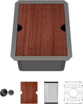 Sarlai 12 Black Bar Sink - 12 x 15 in Undermount Workstation Bar Sink