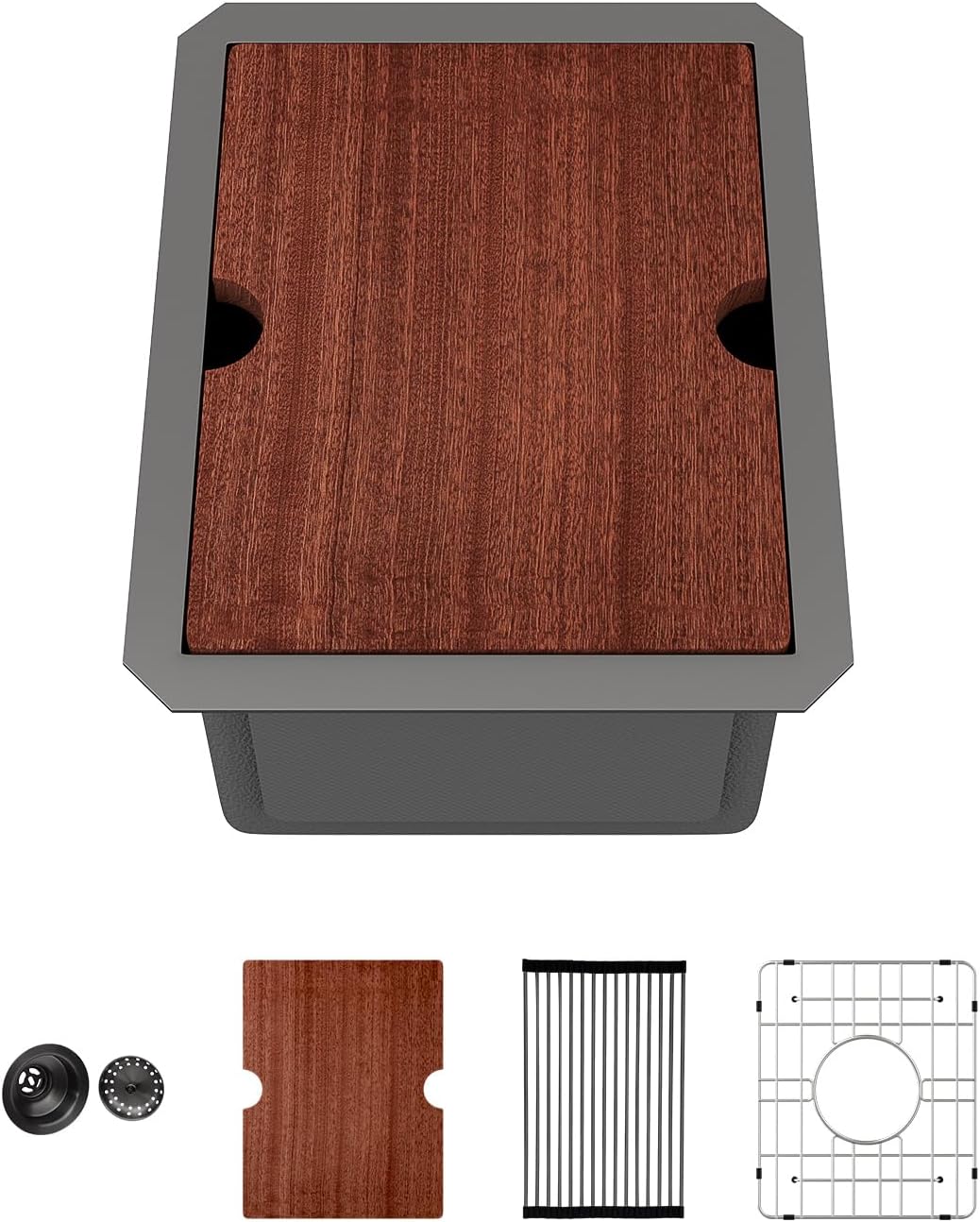 Sarlai 12 Inch Black Bar Sink - Premium Undermount Workstation