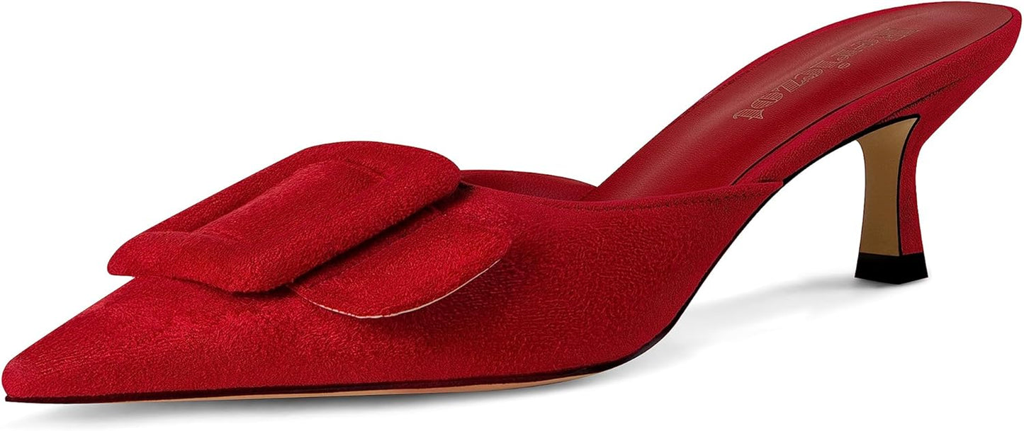 Fericzot Mule Slippers for Women with Kitten Heels and Comfort