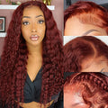 Reddish Brown Deep Wave 13x4 Lace Front Wig - Natural Look