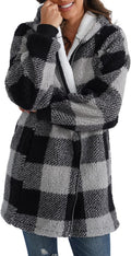 Womens Sherpa Fleece Zip Up Jacket with Pockets - Oversized Cozy Fit