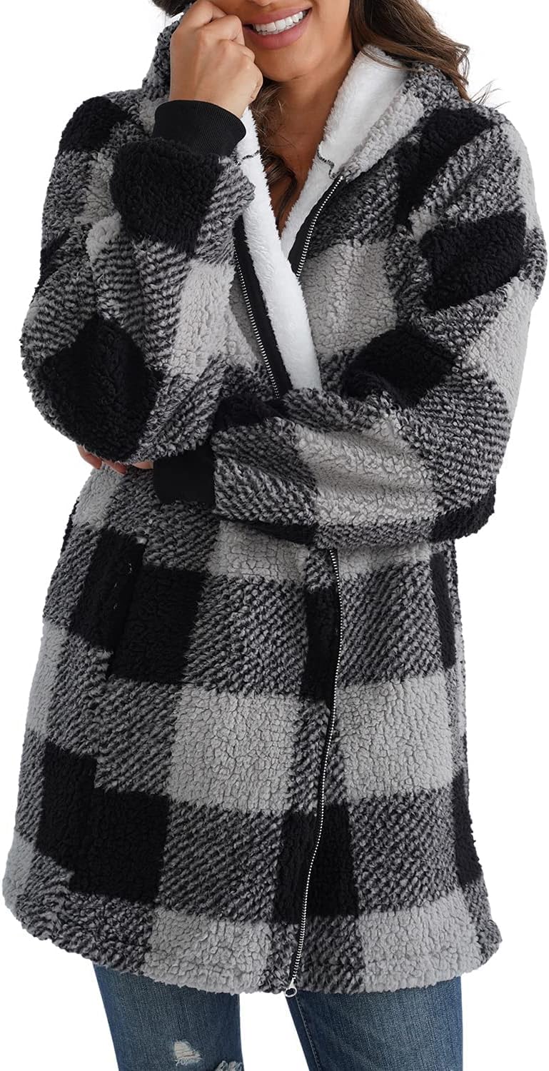 ReachMe Womens Fleece Zip Up Jacket for Cozy Winter Wear
