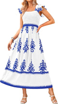 Summer Floral Smocked Maxi Dress for Women - Flowy Boho Beachwear