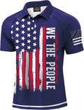 Men's Short Sleeve Golf Polo with 1776 USA Flag Graphic - Comfortable