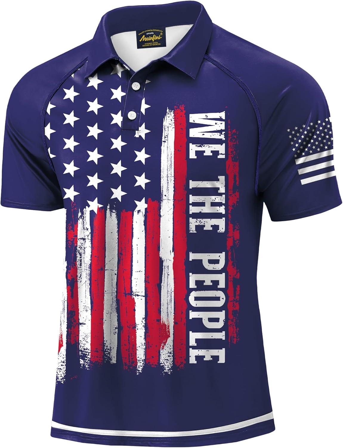 Mainfini Men's Short Sleeve Golf Shirt with USA Flag Design