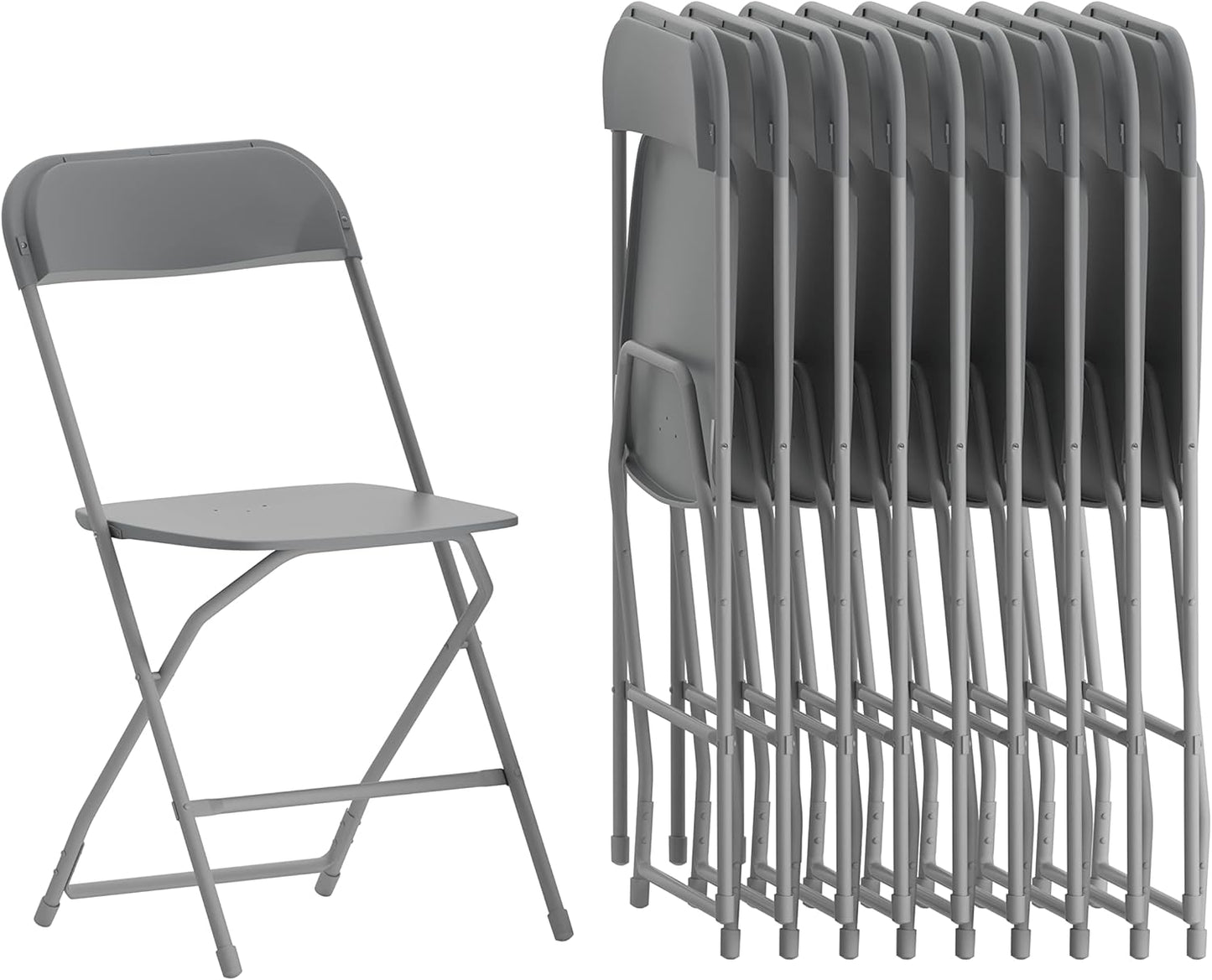 Hercules Series Folding Chairs for Events, Set of 10, Gray