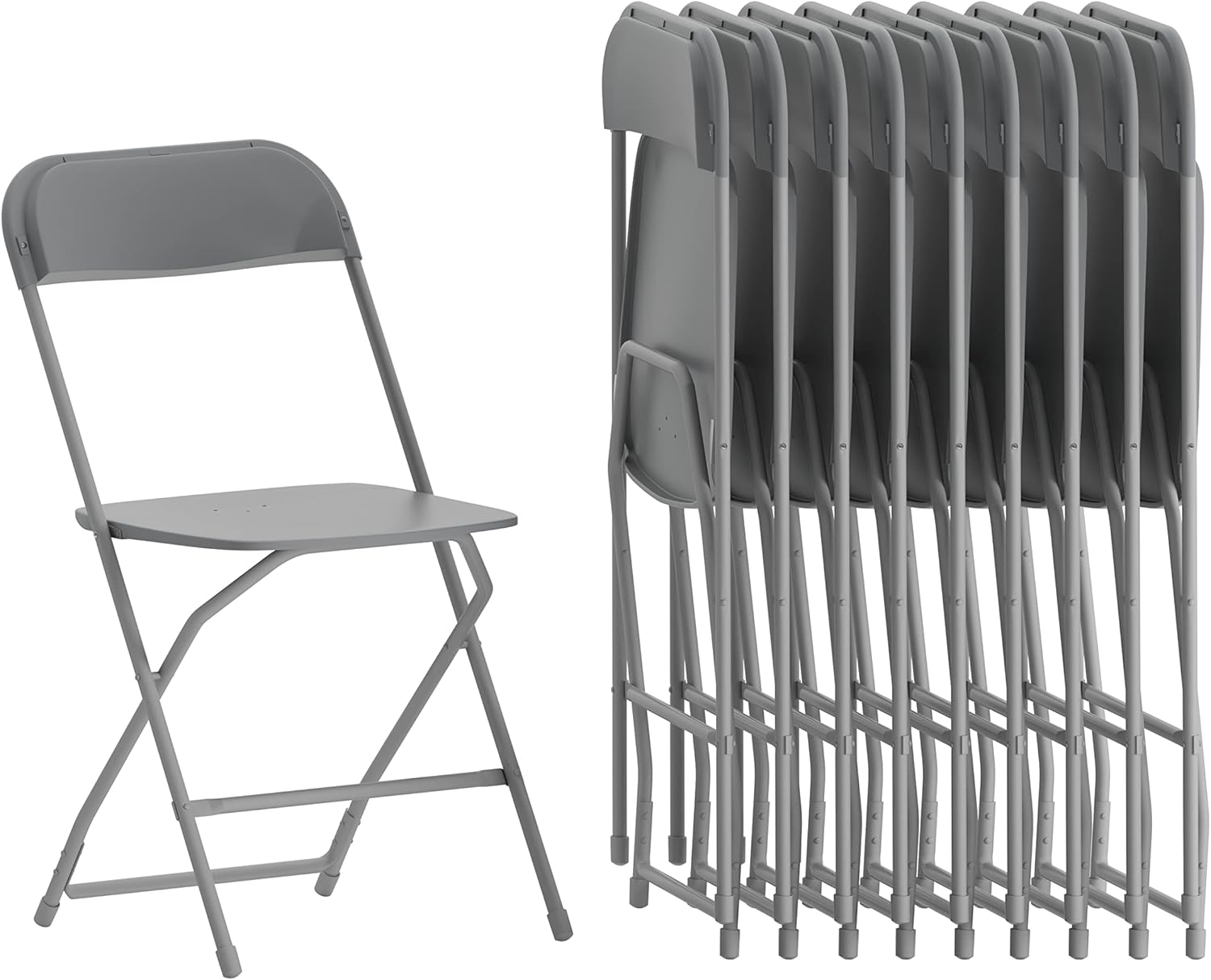 Hercules Series Folding Chairs for Events, Set of 10, Gray