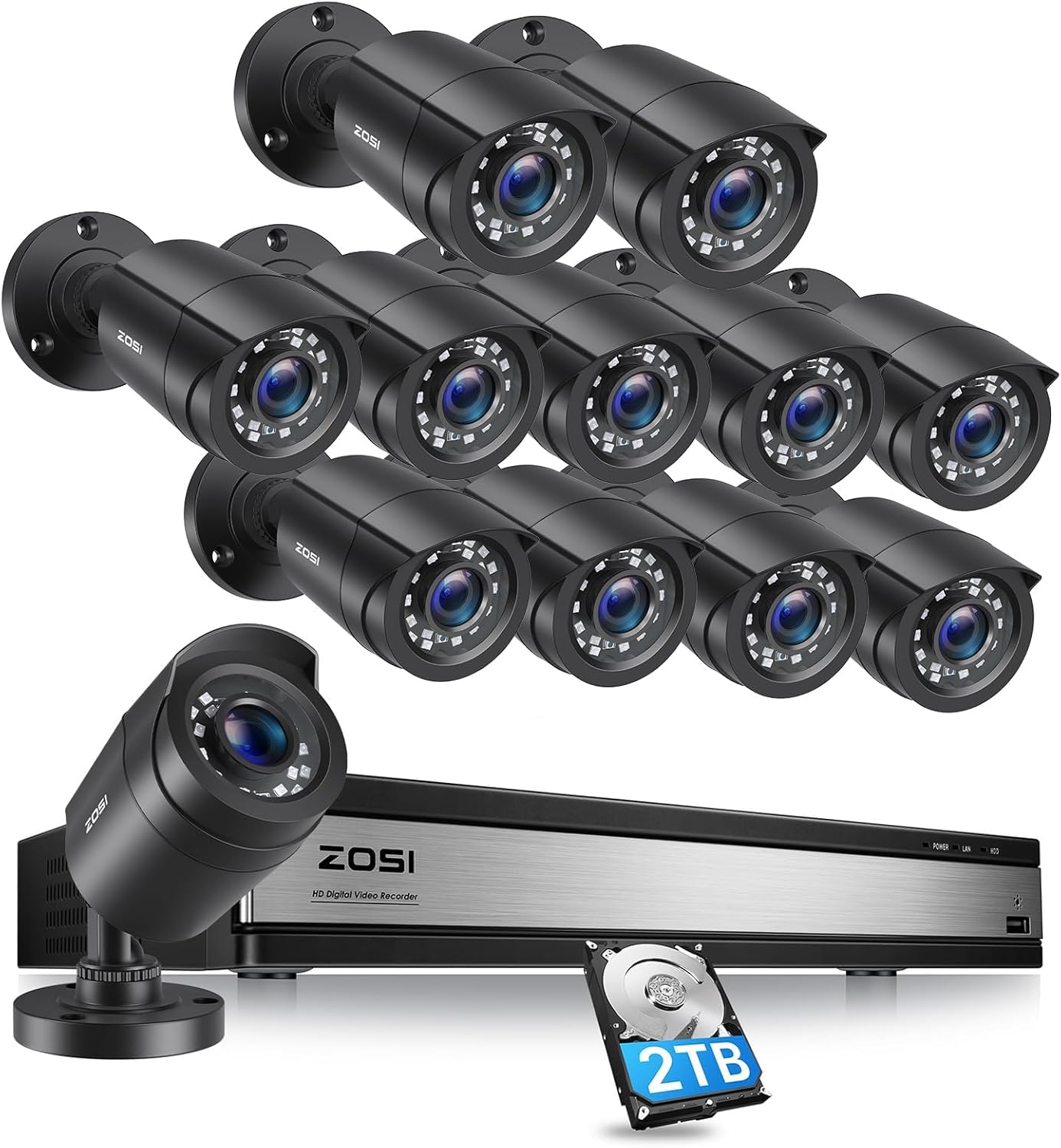ZOSI H.265+ 16 Channel Security Camera System with AI Detection