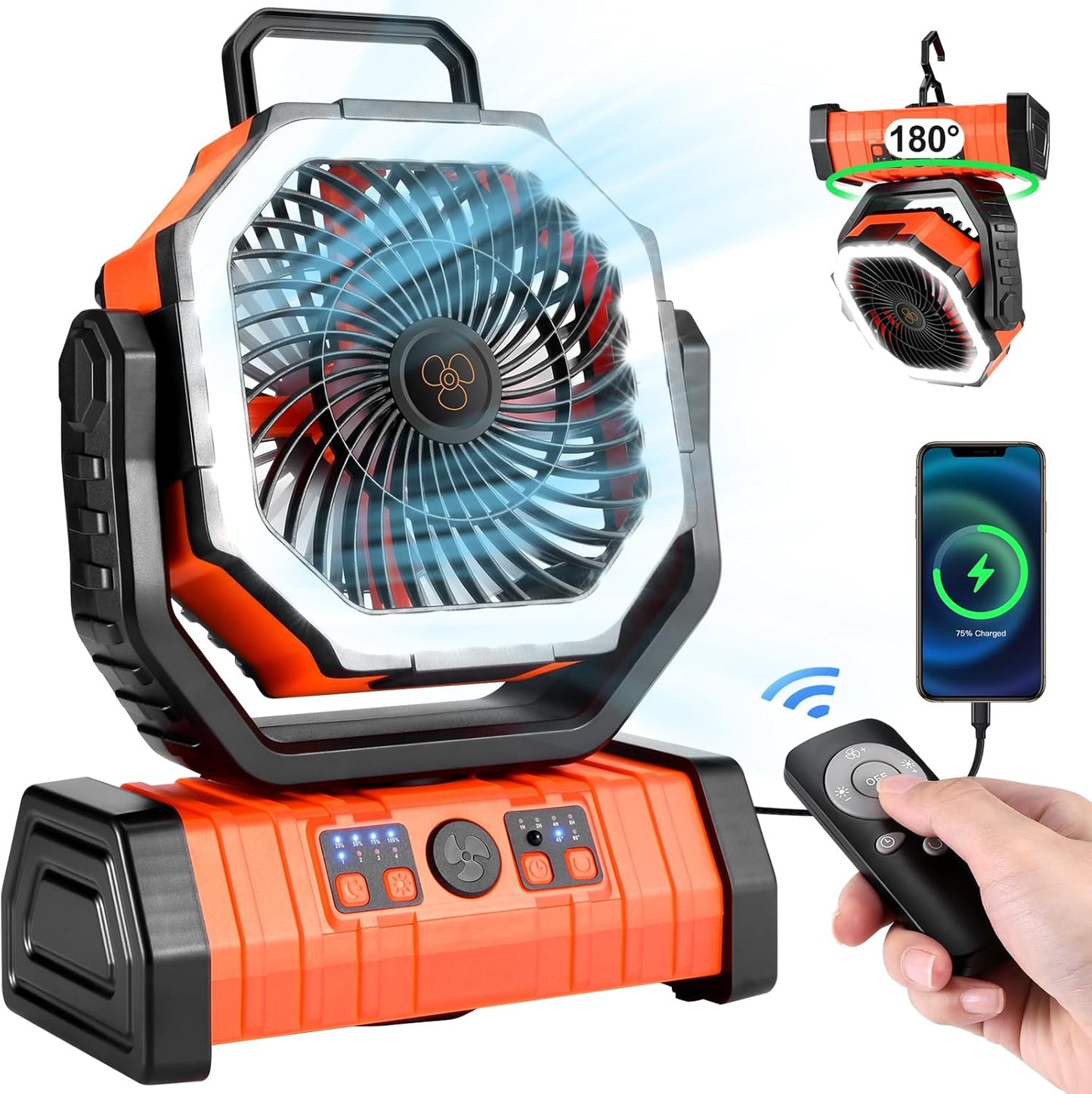 Odoland 30000mAh Camping Fan with LED Lantern for Outdoors