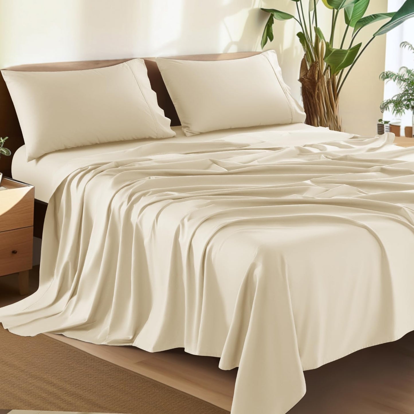 Luxury 100% Cotton Queen Size Sheets Set for Ultimate Comfort