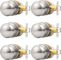Probrico Brushed Nickel Door Knob Passage 6 Pack - Durable Interior