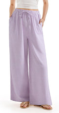 Women Wide Leg Linen-Blend Palazzo Pants High Waisted - Soft Summer