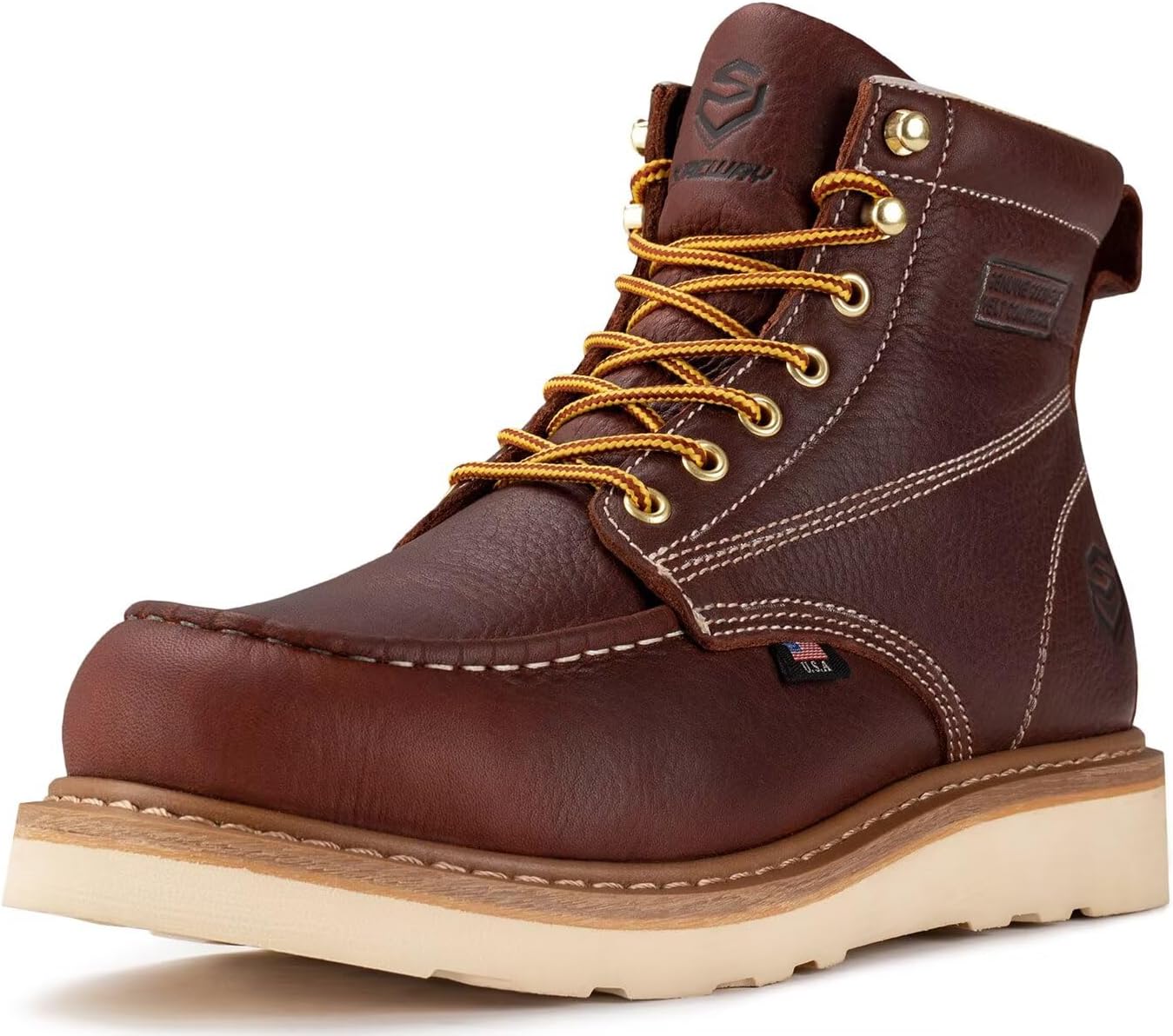 SUREWAY 6in Wedge Moc Toe Work Boots for Men - Comfort & Durability