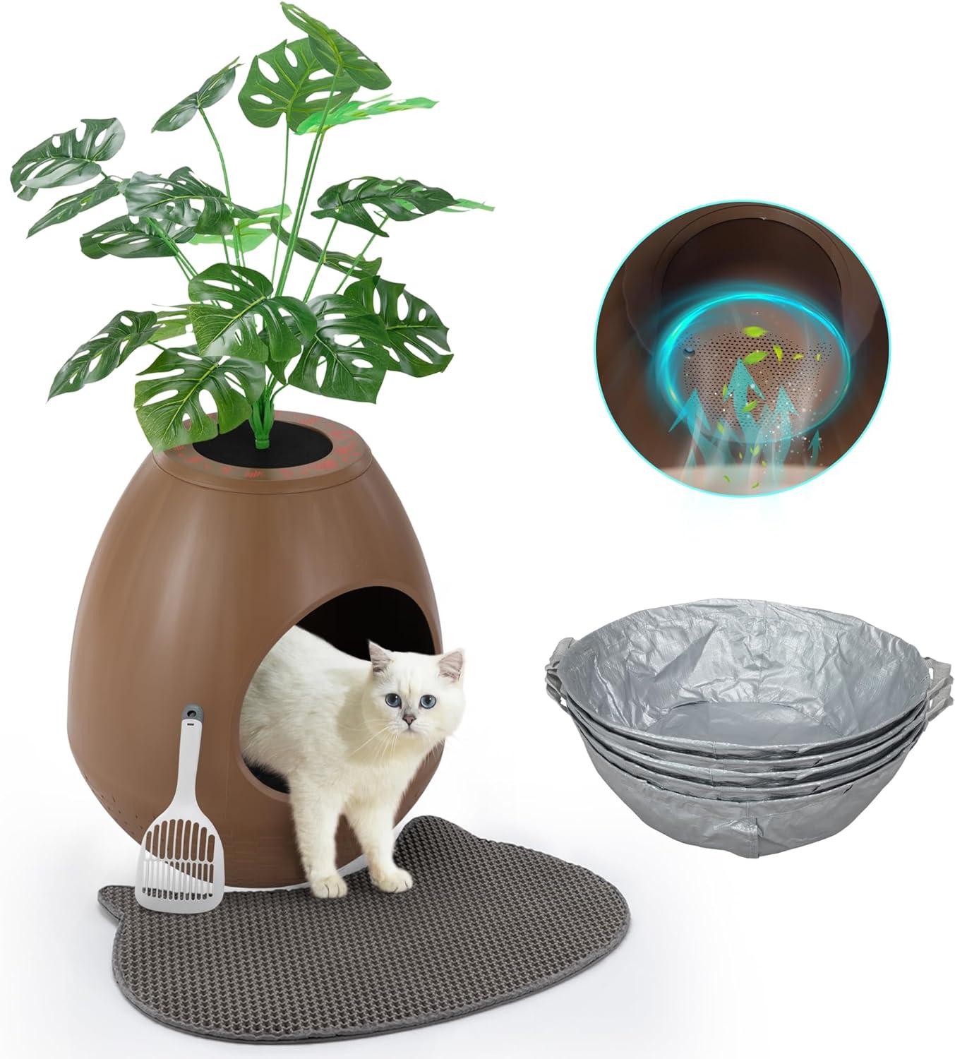 Eggloa6 Hidden Litter Box with Smart Odor Removal System