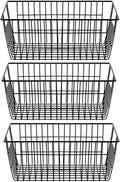 Freezer Baskets Wire Storage Baskets - Set of 3, 15.7in (Black)
