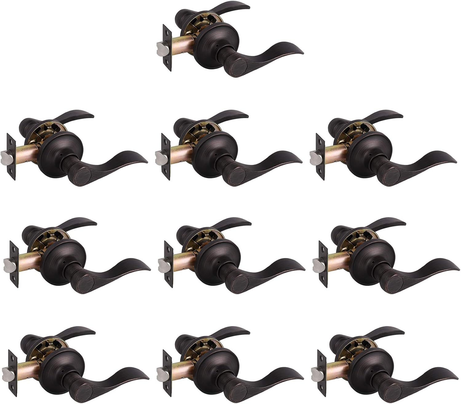 Gobrico Pack of 10 Wave-Style Passage Lever Lockset for Doors