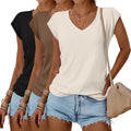 Womens V Neck T Shirts 3 Pack - Comfortable Loose Fit Tees