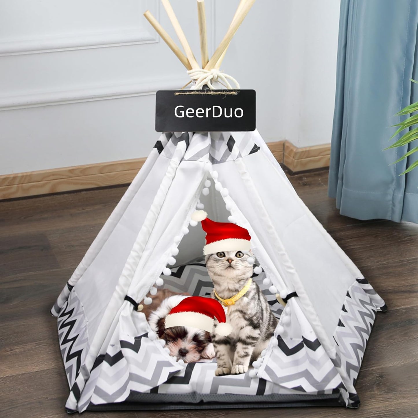 GeerDuo Pet Teepee Tent - Cozy Retreat for Small Pets