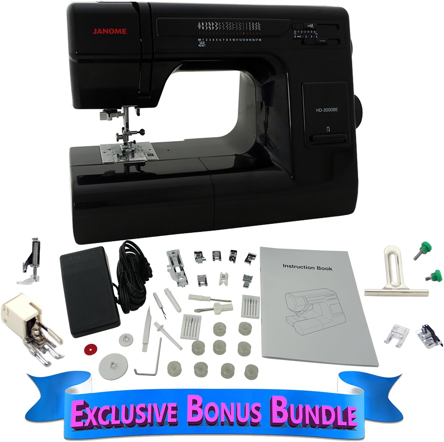 Janome HD 3000 BE Black Edition Bonus Bundle