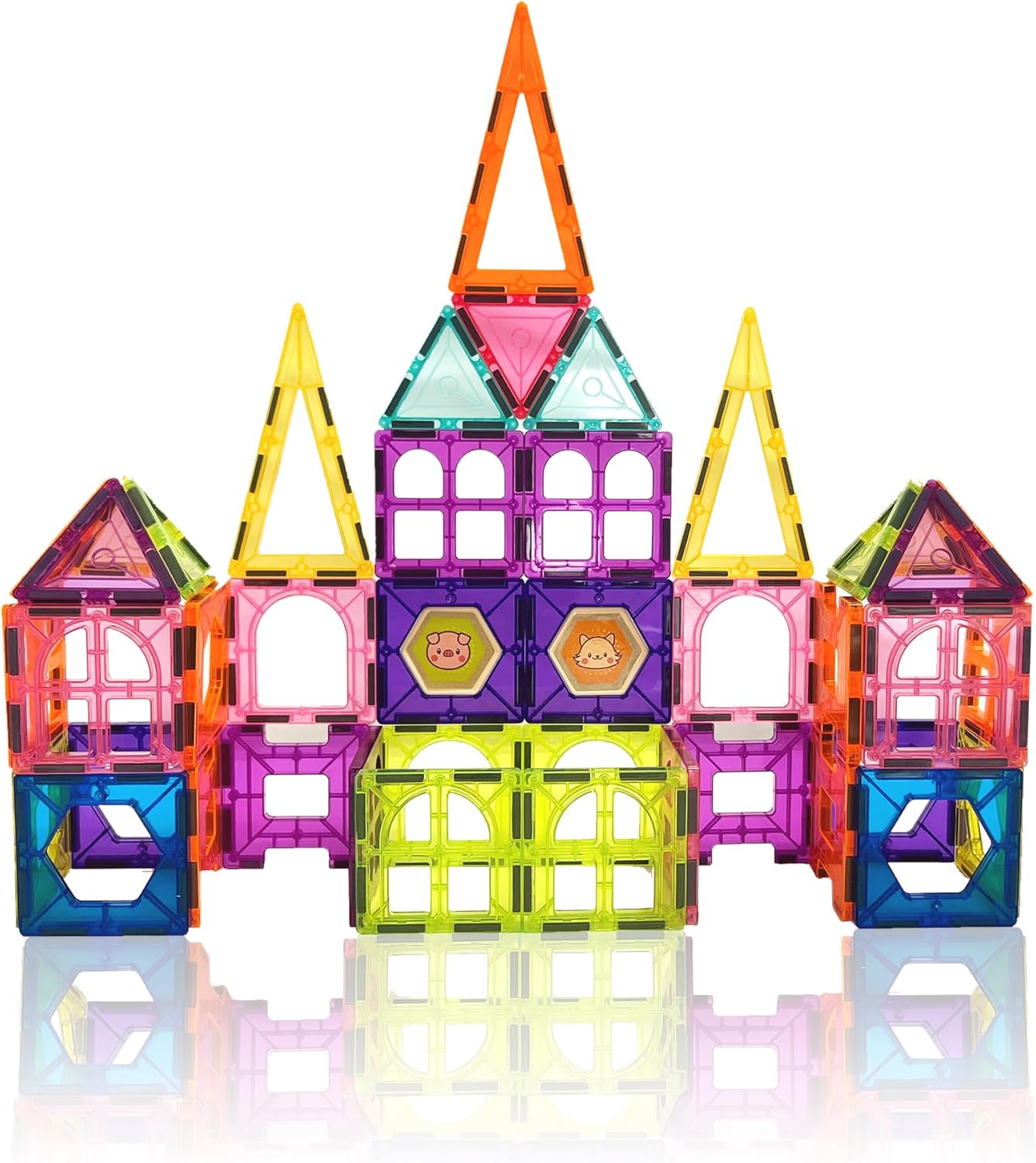 Contixo ST4 Magnetic Tiles - 112 PCS 3D Building Blocks for Kids