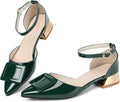 Women's Pointed Toe Low Heels Pumps with Ankle Strap - Comfortable go