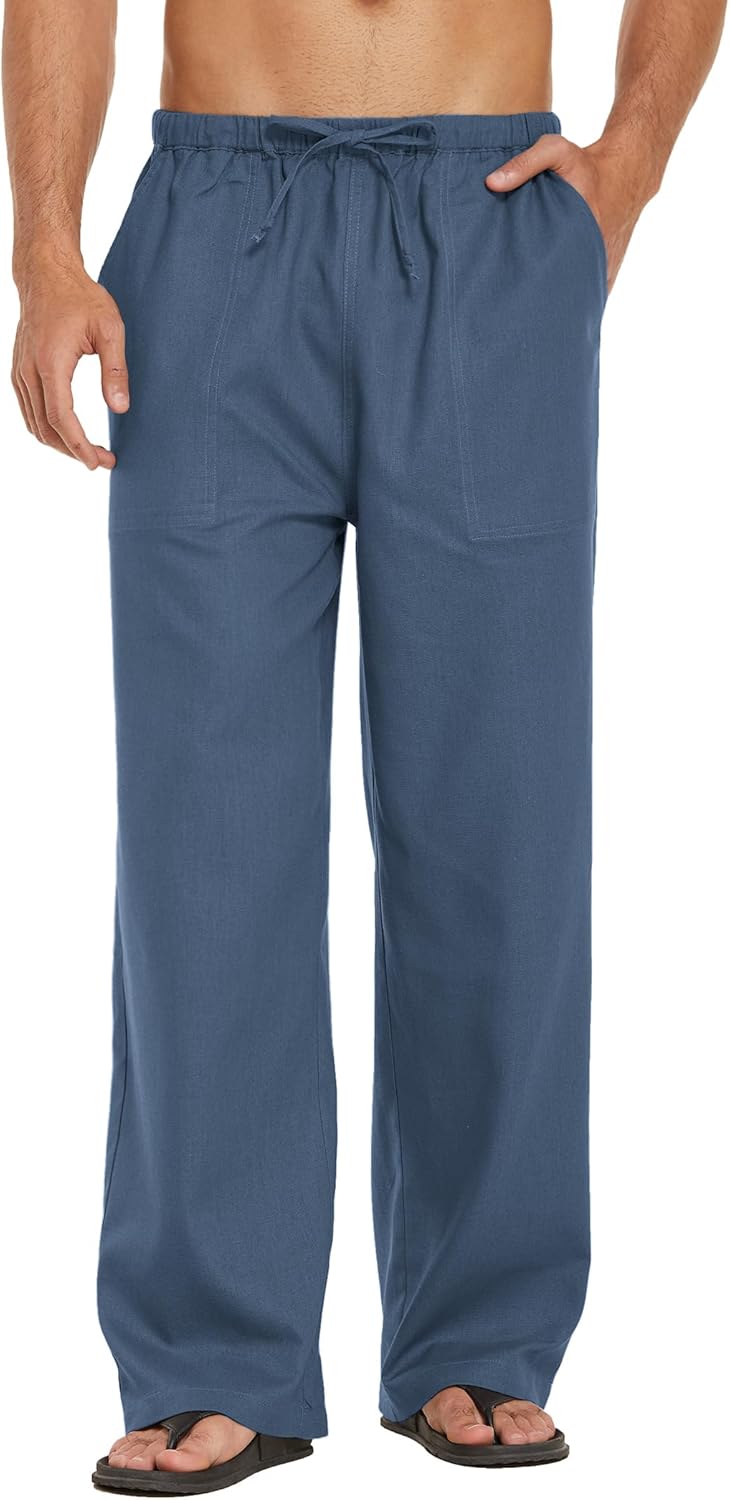COOFANDY Mens Casual Linen Pants for Summer Beach Yoga Wear