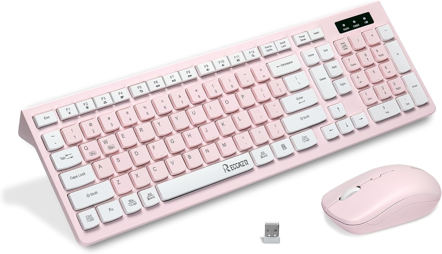 RECCAZR Wireless Keyboard & Mouse Combo: Full-Sized, Dual-System, 3 DPI Adjustable