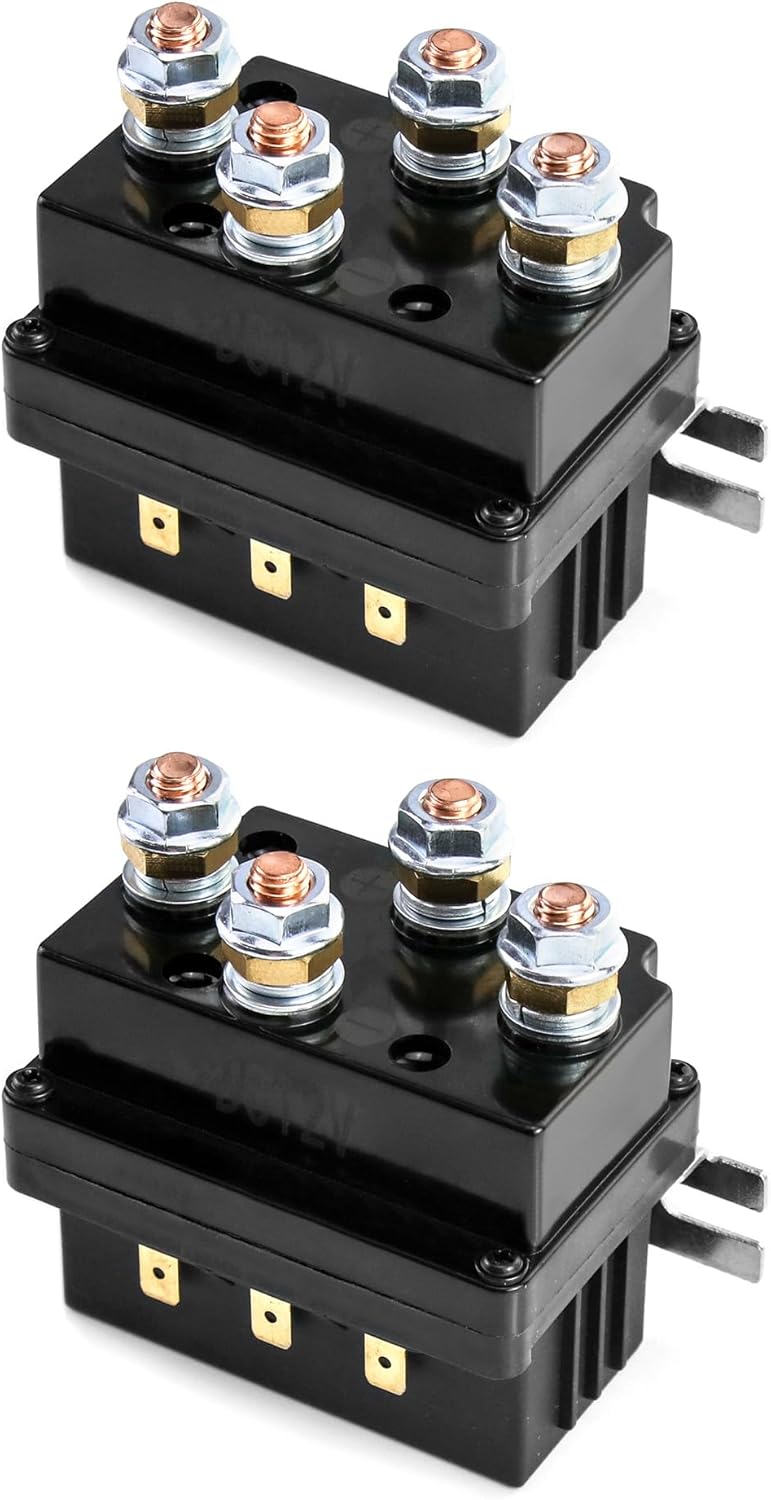 QWORK Solenoid Relay 12V 500A Winch Relay for ATV UTV Control