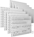 Peg Board 8 Pack Metal Pegboard Panels White - Heavy Duty Wall Spampur