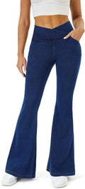 Bell Bottom Jeans for Women Trendy Crossover Stretchy Flare Jeggings