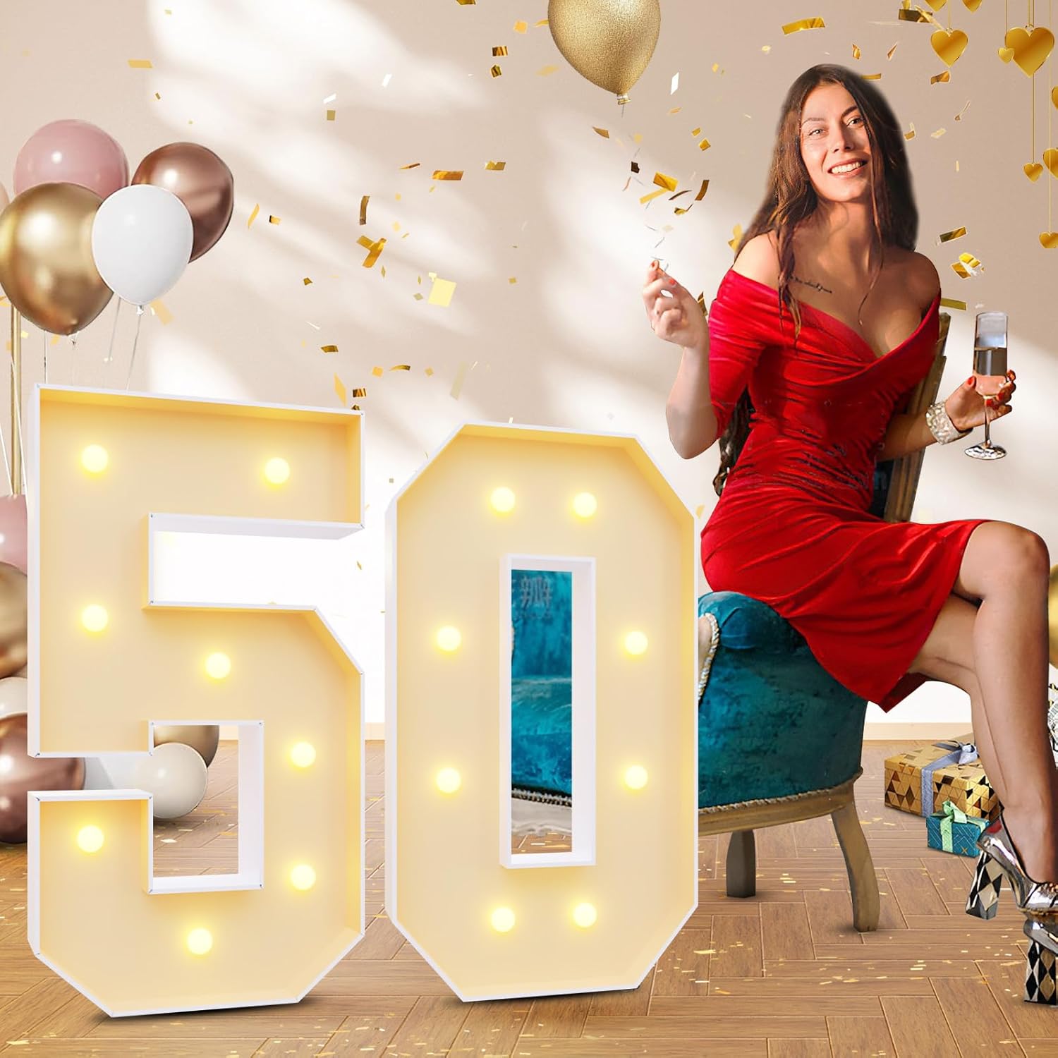 50th Birthday Decorations Light Up Numbers for Memorable Parties