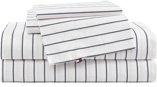 Tommy Hilfiger Full Bed Sheets Crisp Cotton Percale Bedding Set