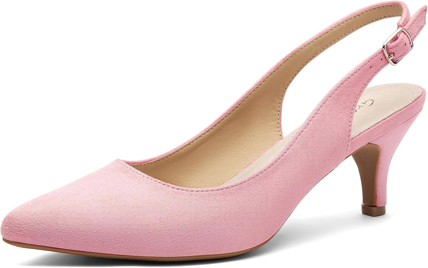 Greatonu Women's Kitten Heels Pointed Toe Slingback Dress Pumps
