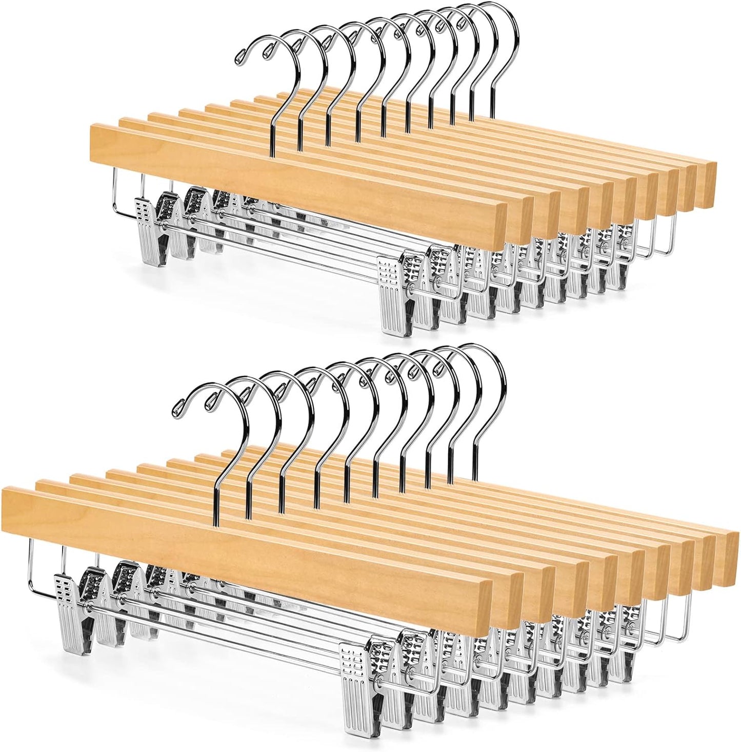 Nature Smile Wooden Pants Hangers for Skirts and Jeans - 20 Pack