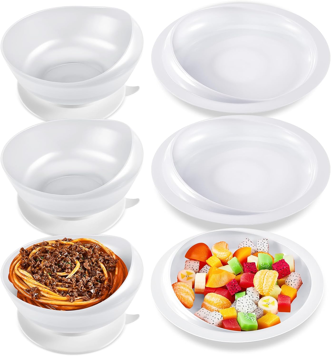 Hushee Adaptive Spill Proof Scoop Bowl and Plate Set for Seniors