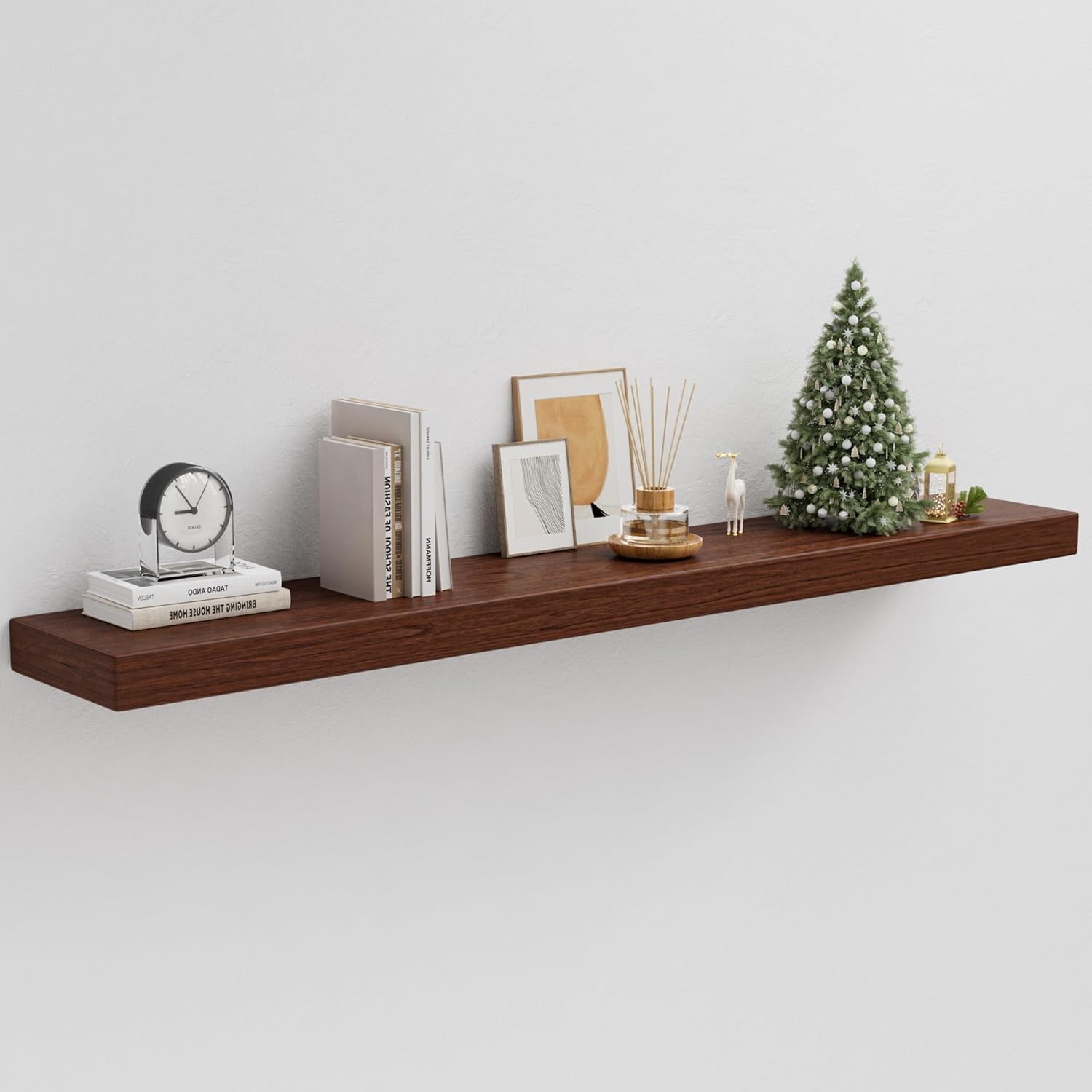 Walnut Floating Shelves for Wall-Mounted Storage and Display