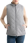Women's Quilted Puffer Vest Water-Resistant Zip With Pockets features