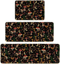 Artoid Mode Black Mushrooms Butterfly Kitchen Mats Set of 3