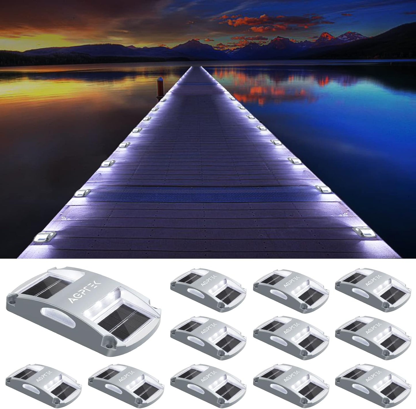 AGPTEK Solar Driveway Lights - Waterproof LED Outdoor Markers