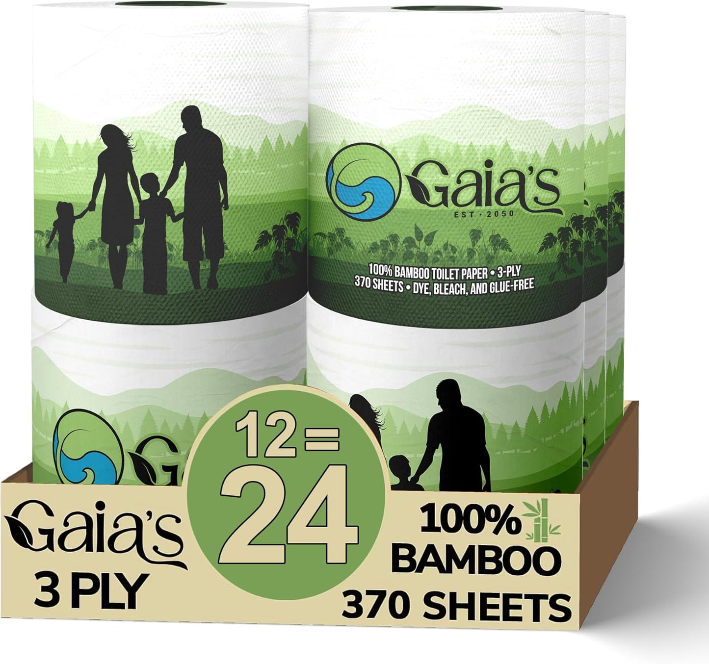 Gaias Premium Organic Bamboo Toilet Paper - Soft & Eco-Friendly