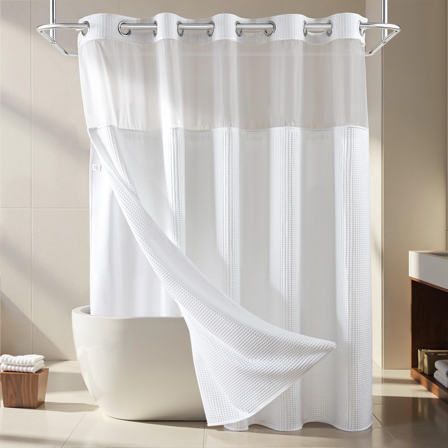 River Dream Extra Long Shower Curtain Set with Replacement Liner