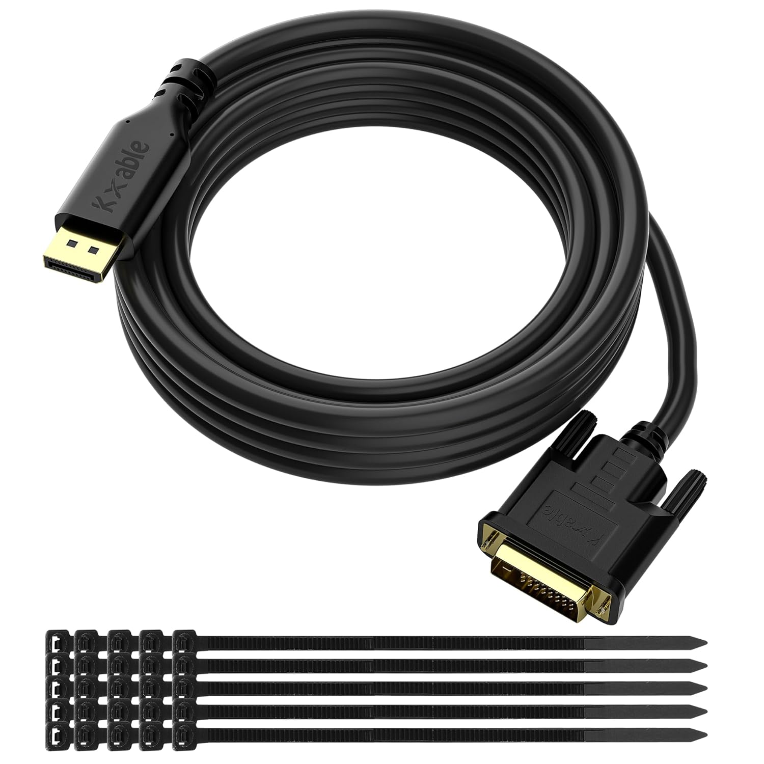 High-Quality 25FT DisplayPort to DVI Cable, 1080P, Gold-Plated