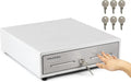Manual Push Open Cash Register Drawer 13 in - White with Stainless