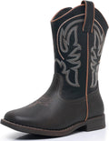 Kids Cowboy Boots Embroidered Square Toe with Side Zipper Shoes