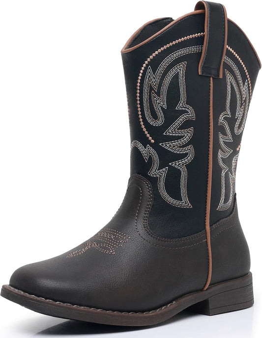Blikcon Kids Cowboy Boots for Boys & Girls with Zipper