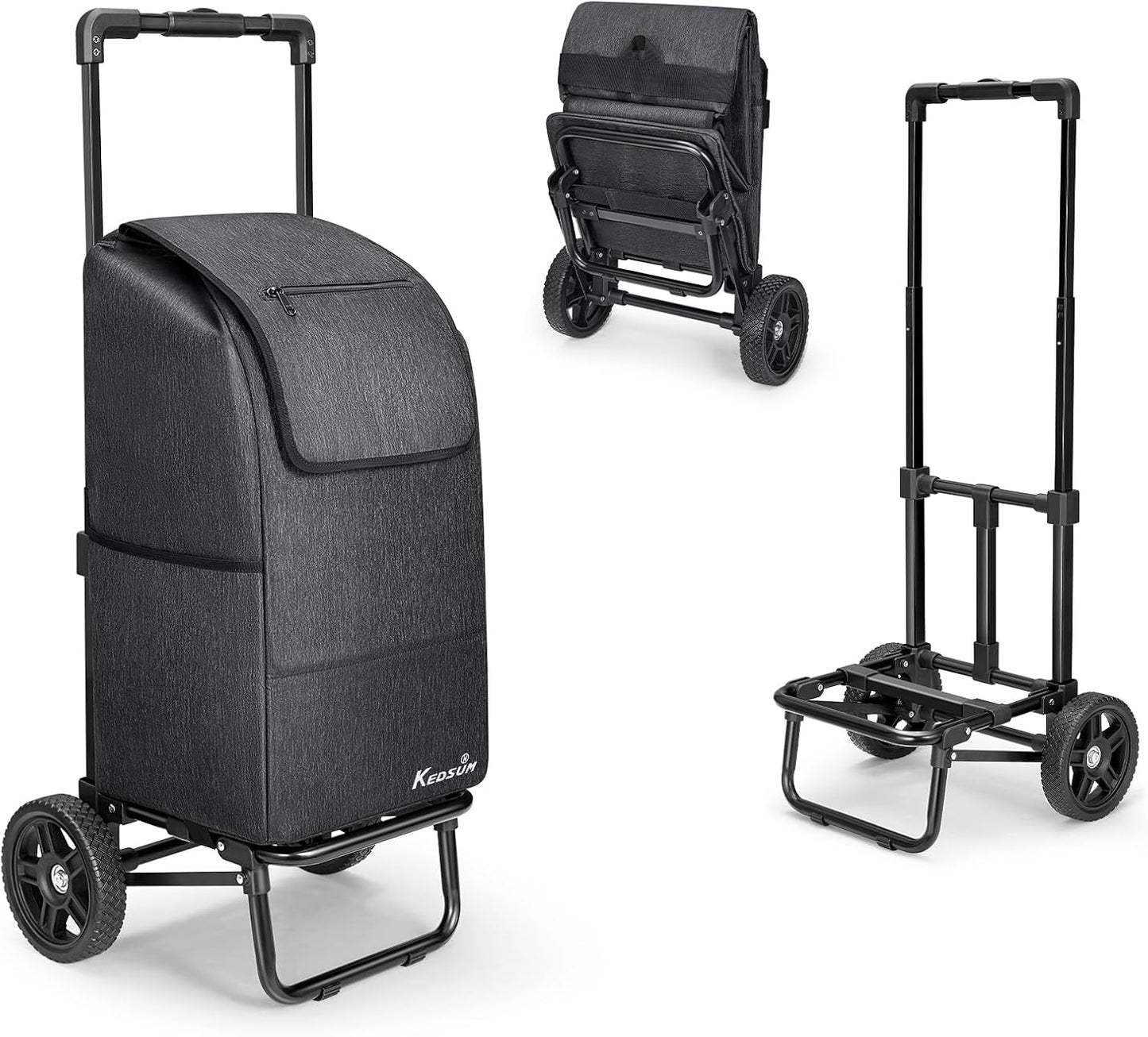 KEDSUM 2 in 1 Shopping Cart for Groceries and Laundry Tasks