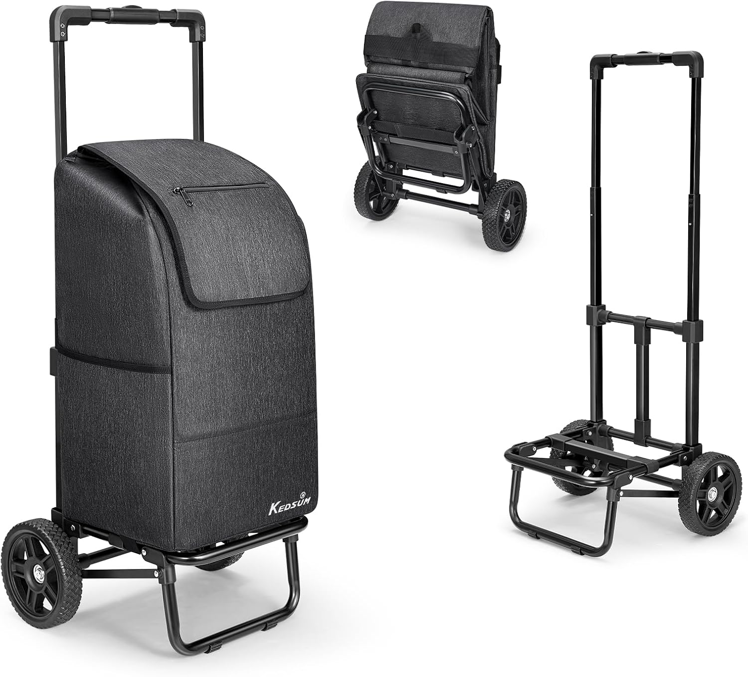 KEDSUM 2 in 1 Shopping Cart for Groceries and Laundry Tasks