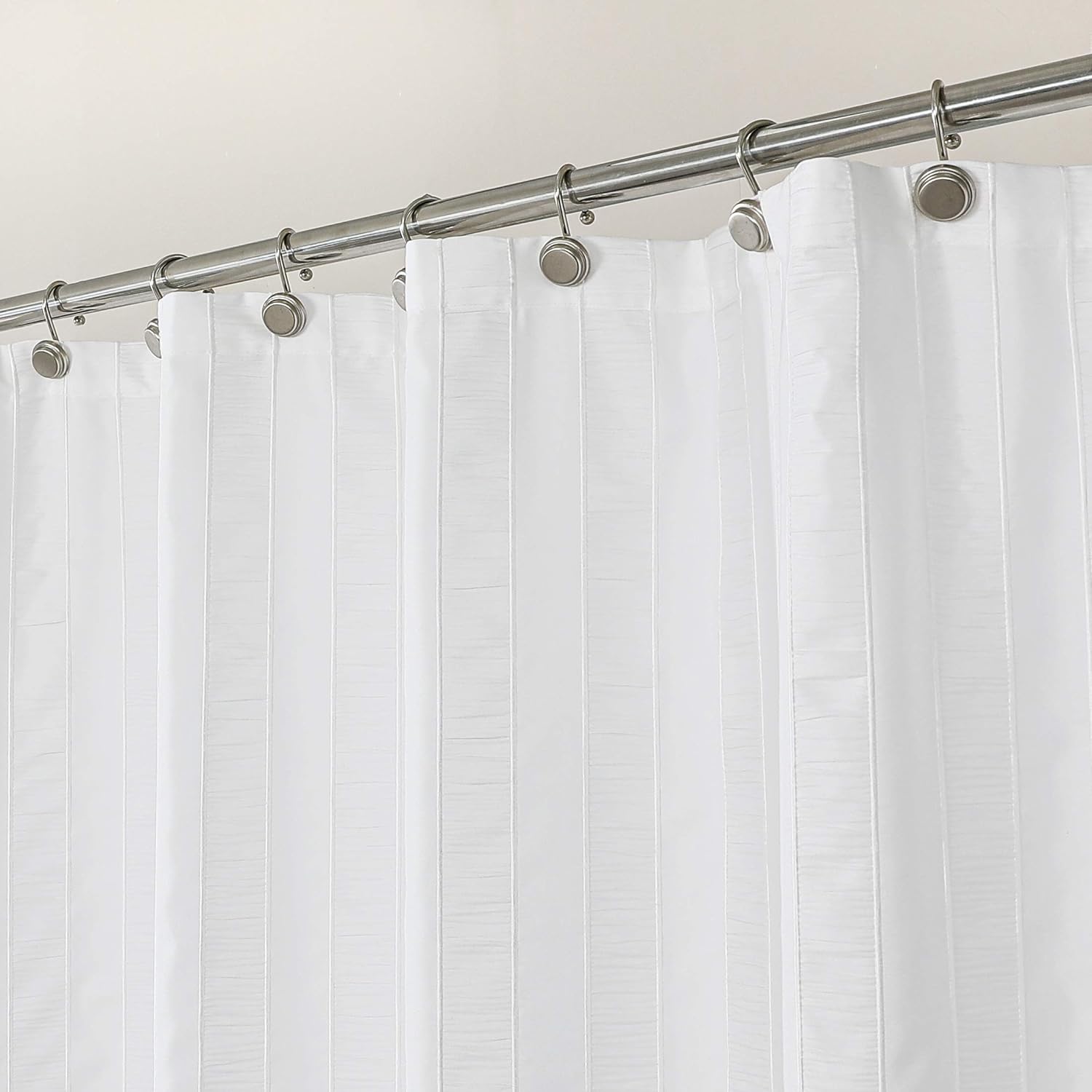 Central Park Elegant Seersucker Ruffle Shower Curtain, Spa Hotel Style, 70x72