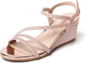 IDIFU Women's Low Wedge Heel Strappy Sandal - Comfortable 2in Dress